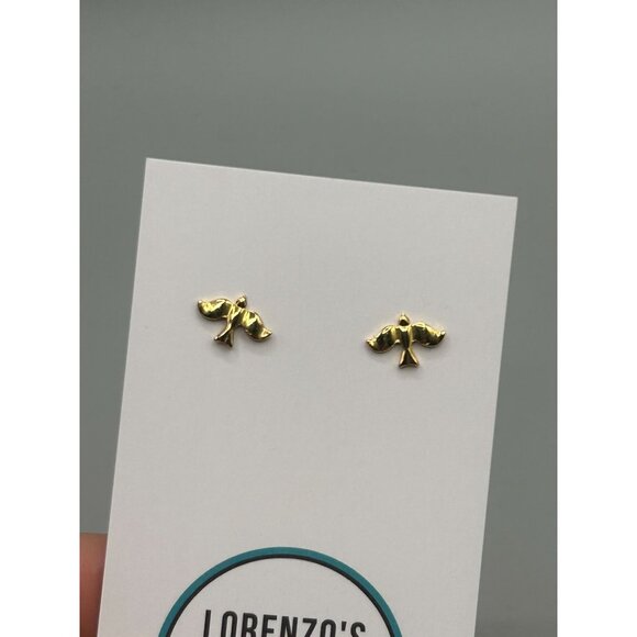 Tiny Dove Earrings Gold Tone Pierced Studs Small Birds Earrings Dainty Jewelry - Picture 4 of 6